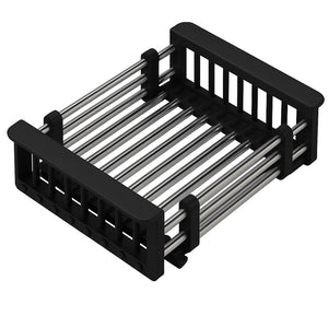 Égouttoir télescopique en acier – Noir et chrome